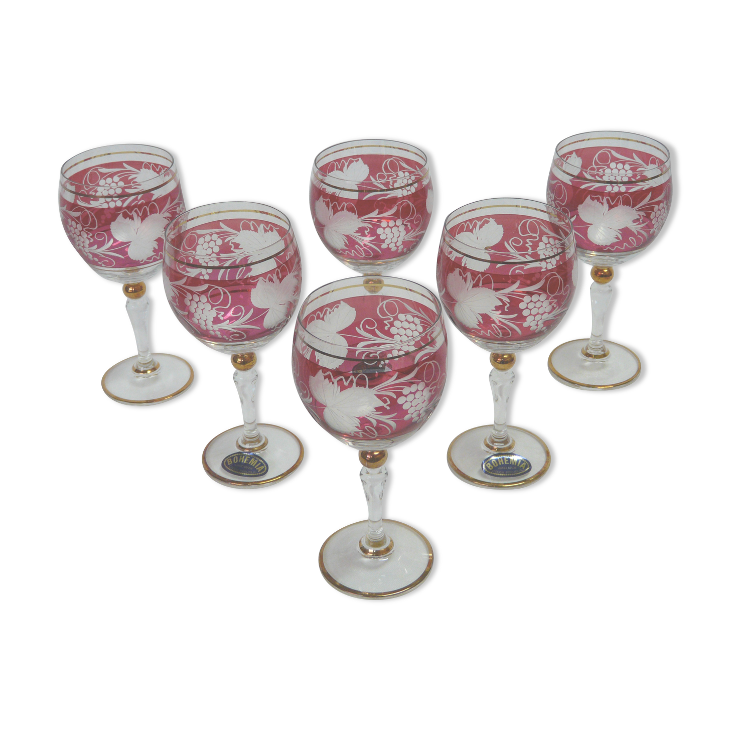 Box of 6 wine glasses in crystal of boheme