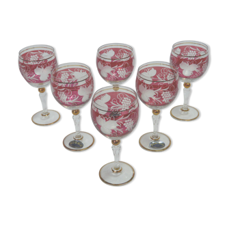 Box of 6 wine glasses in crystal of boheme