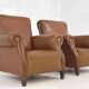 Pair of club armchairs from the 50s in imitation and wood