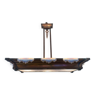 Petitot art deco chandelier copper bronze glassware ice cubes