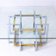 Geometrical brass & chrome coffee table, Belgium 1970s