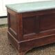 Antique wooden and tapestry chest