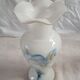 Vintage white opaline vase with marbled decoration – 1970s/1980s