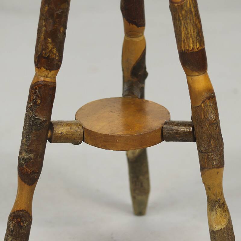 Ancienne table d'appoint en hêtre Wabi Sabi