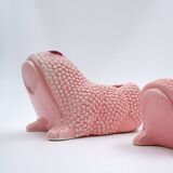 2 cache-pots zoomorphe en céramique rose