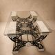 Travertine table with wrought iron, Italy circa 1980.
