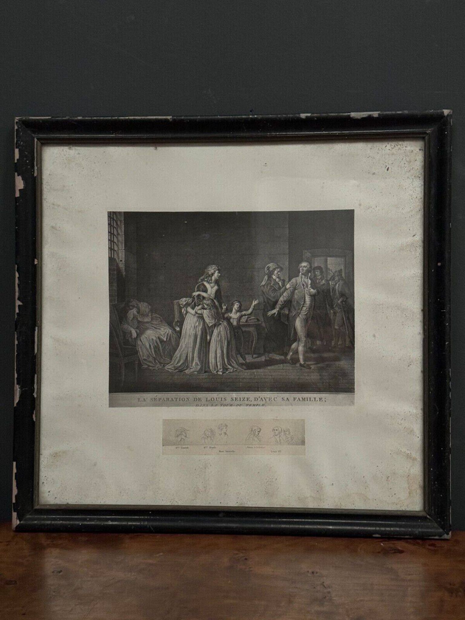 19th Century Revolution Engraving The Separation of Louis XVI from his Family