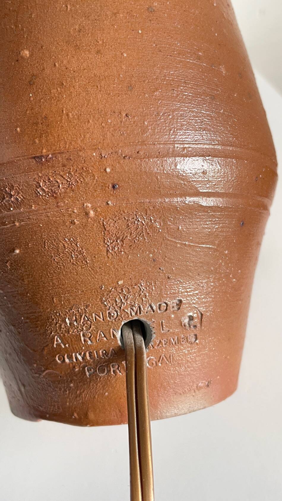 Vintage glazed stoneware lamp from Portugal.