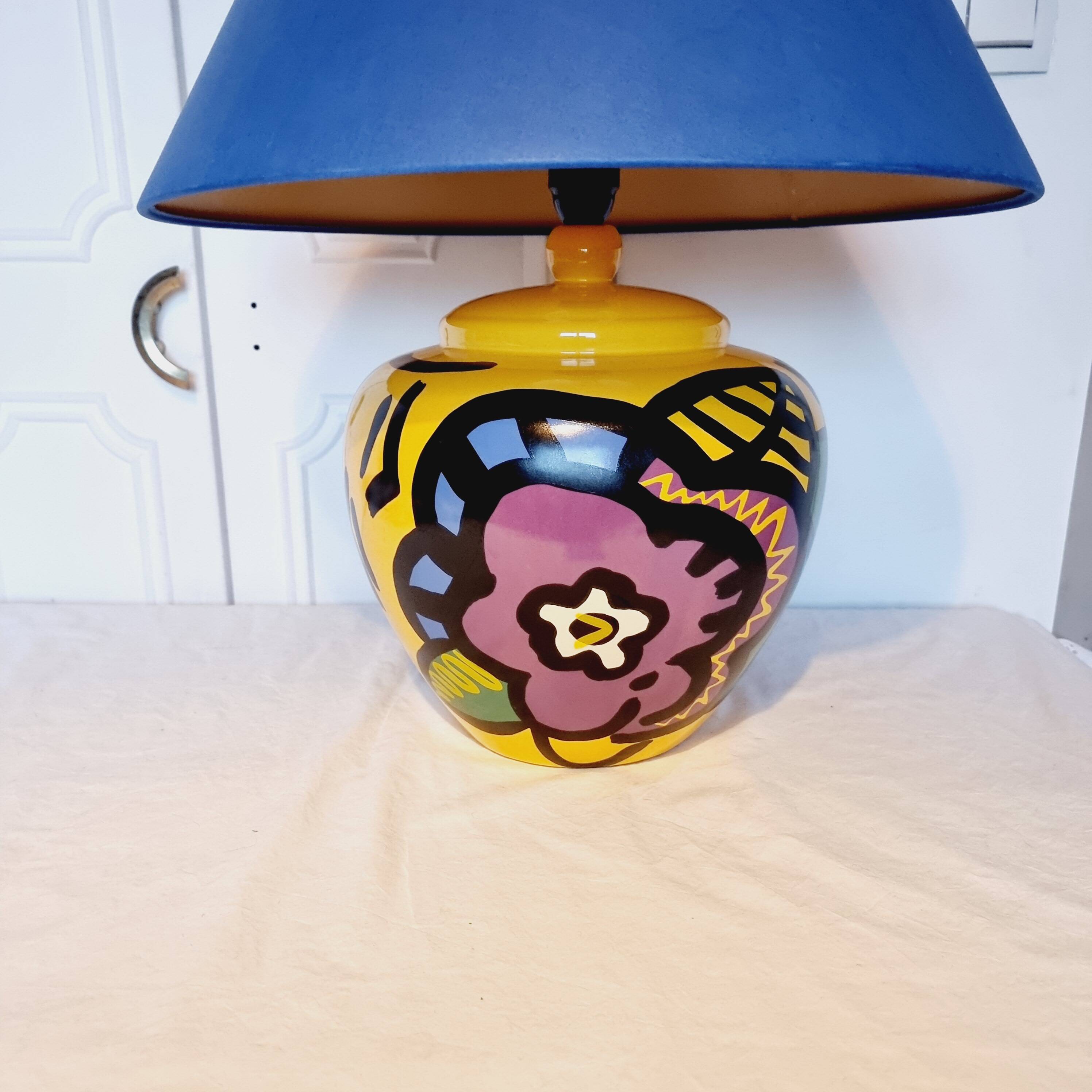 lampe de table française en céramique de Saint-Clément des années 1950