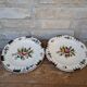 Set of 2 antique hand painted floral pattern plates