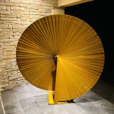Large vintage wooden fan-shaped screen