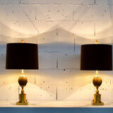 PAIR OF GILDED METAL LAMPS  70'
