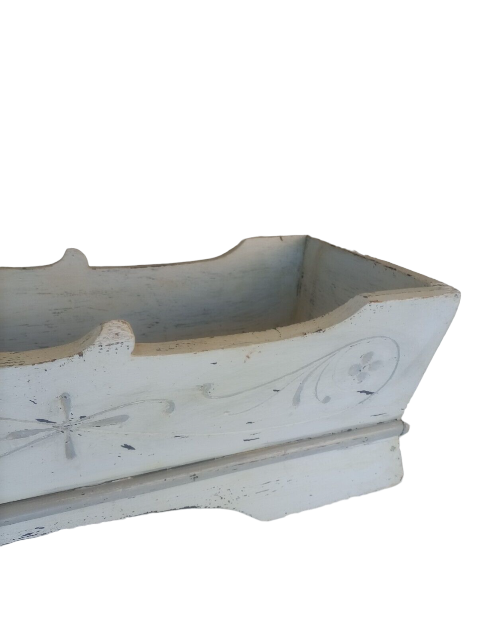 Antique Liberty painted, shaped and engraved wooden flowerpot holder