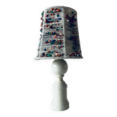 Lamp in turned wood and beads