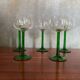 Set of 5 alsace balloon wine glasses vintage green glass