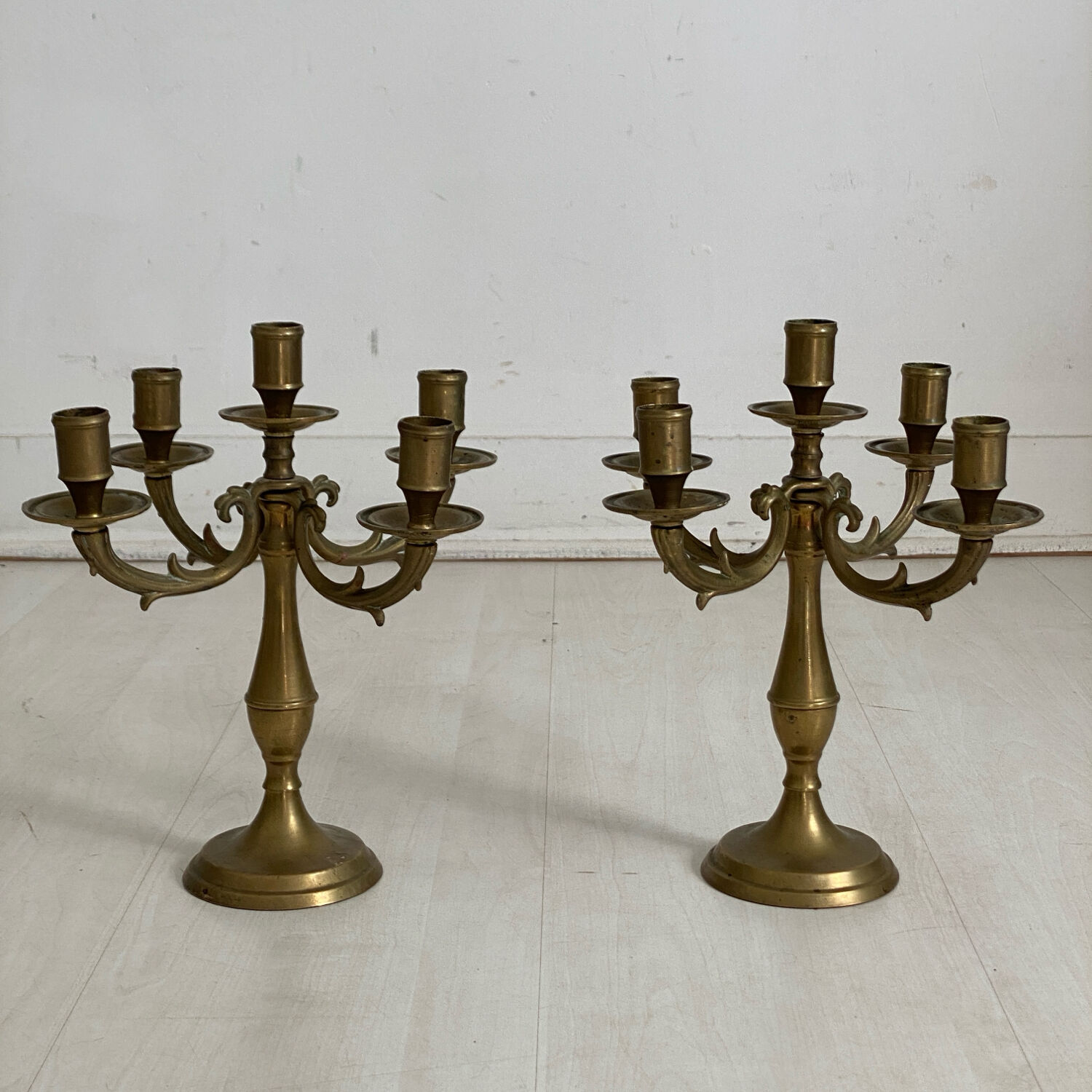 Pair of brass candlestick holders.