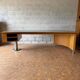 Large desk design in oak and smoked glass - 1990s