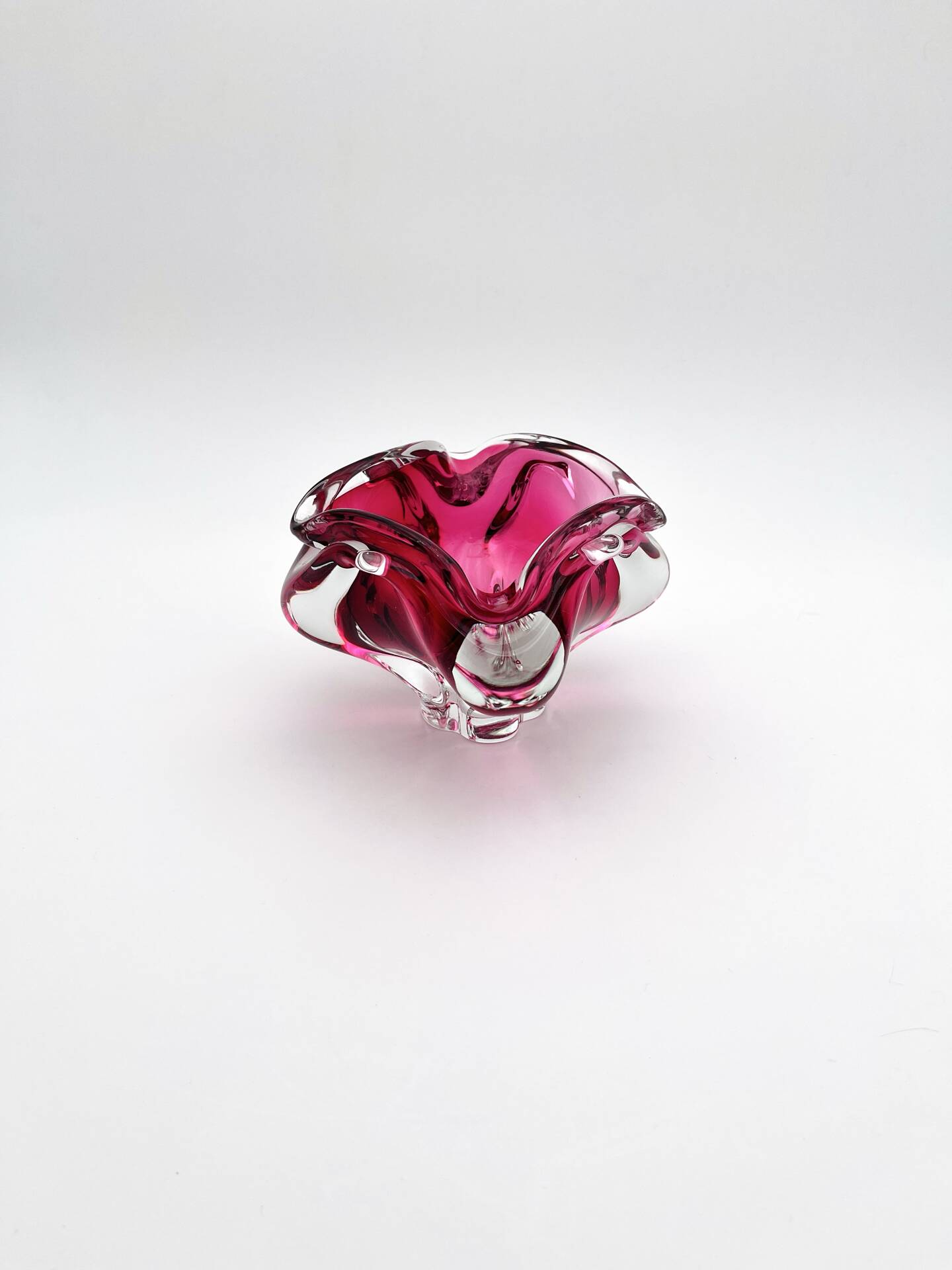 Bowl - Josef Hospodka - Sommerso Bohemian Crystal Pink