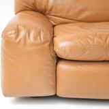 Bengodi vintage cognac leather sofas design Cini Boeri for arflex italy