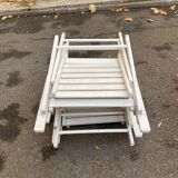 4 folding garden chairs in solid white wood