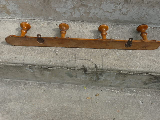 Bamboo style wooden coat holder 40s, 8 hooks