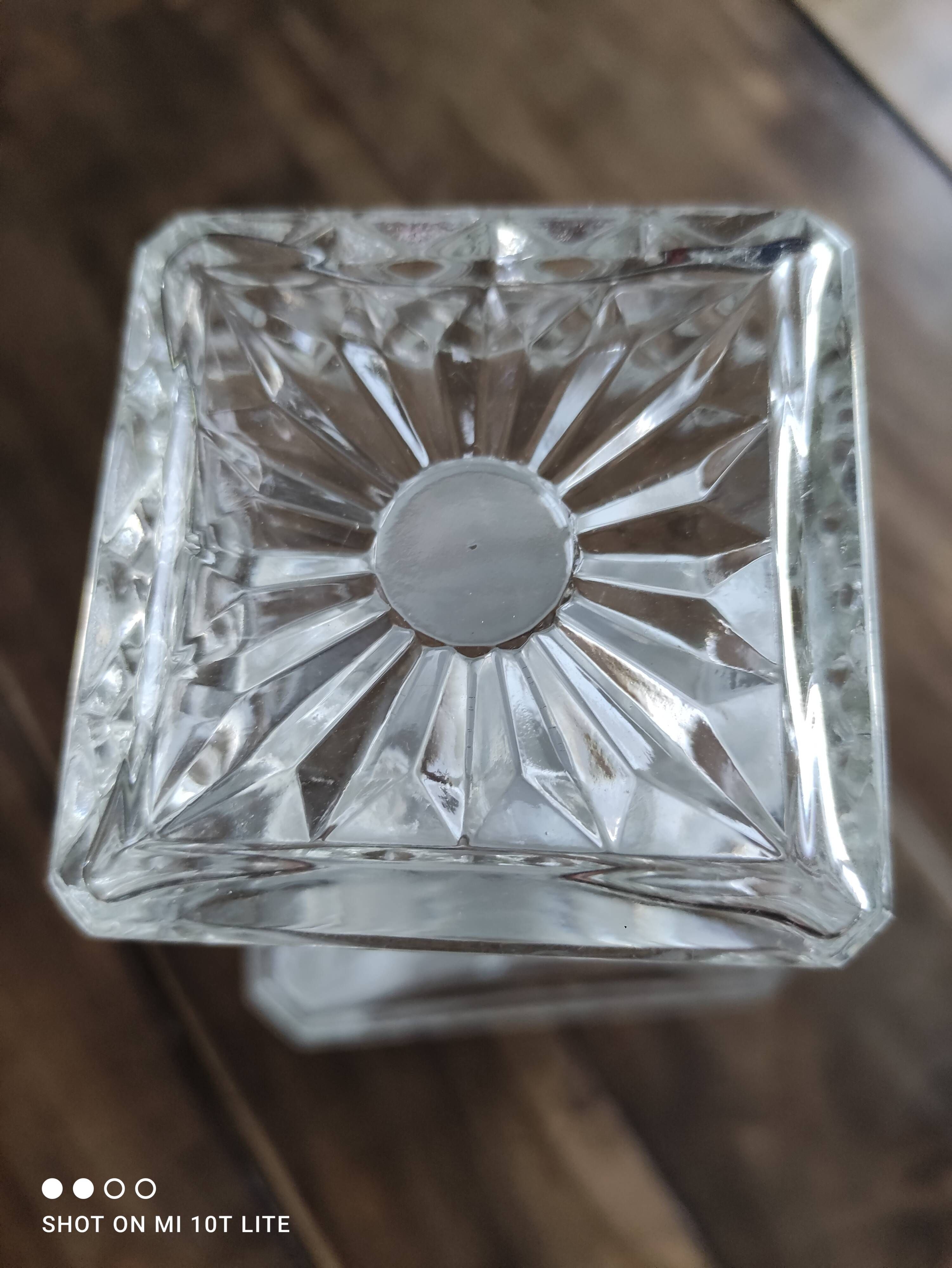Vintage diamond-faceted glass whisky decanter
