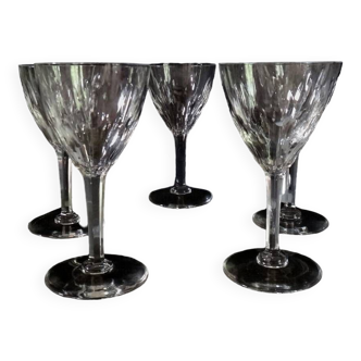 Val saint lambert 5 wine glasses nestor model hamlet size crystal - 12.3 cm