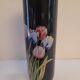 Black ceramic soliflore decorated with tulips - 1960s-1970s