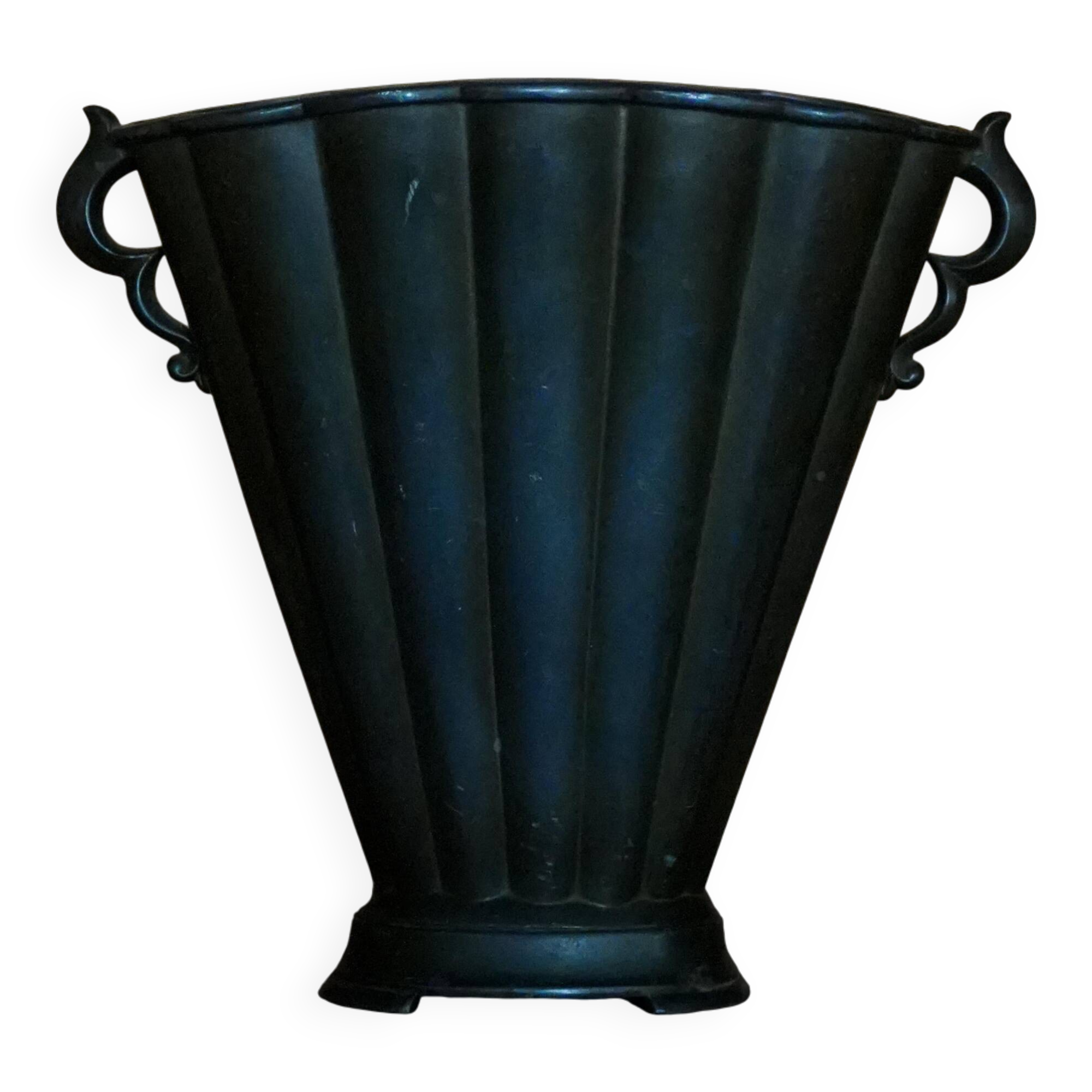 Just Andersen Art Deco Vase in Patinated Disco Metal, Denmark, 1930s, Model D20