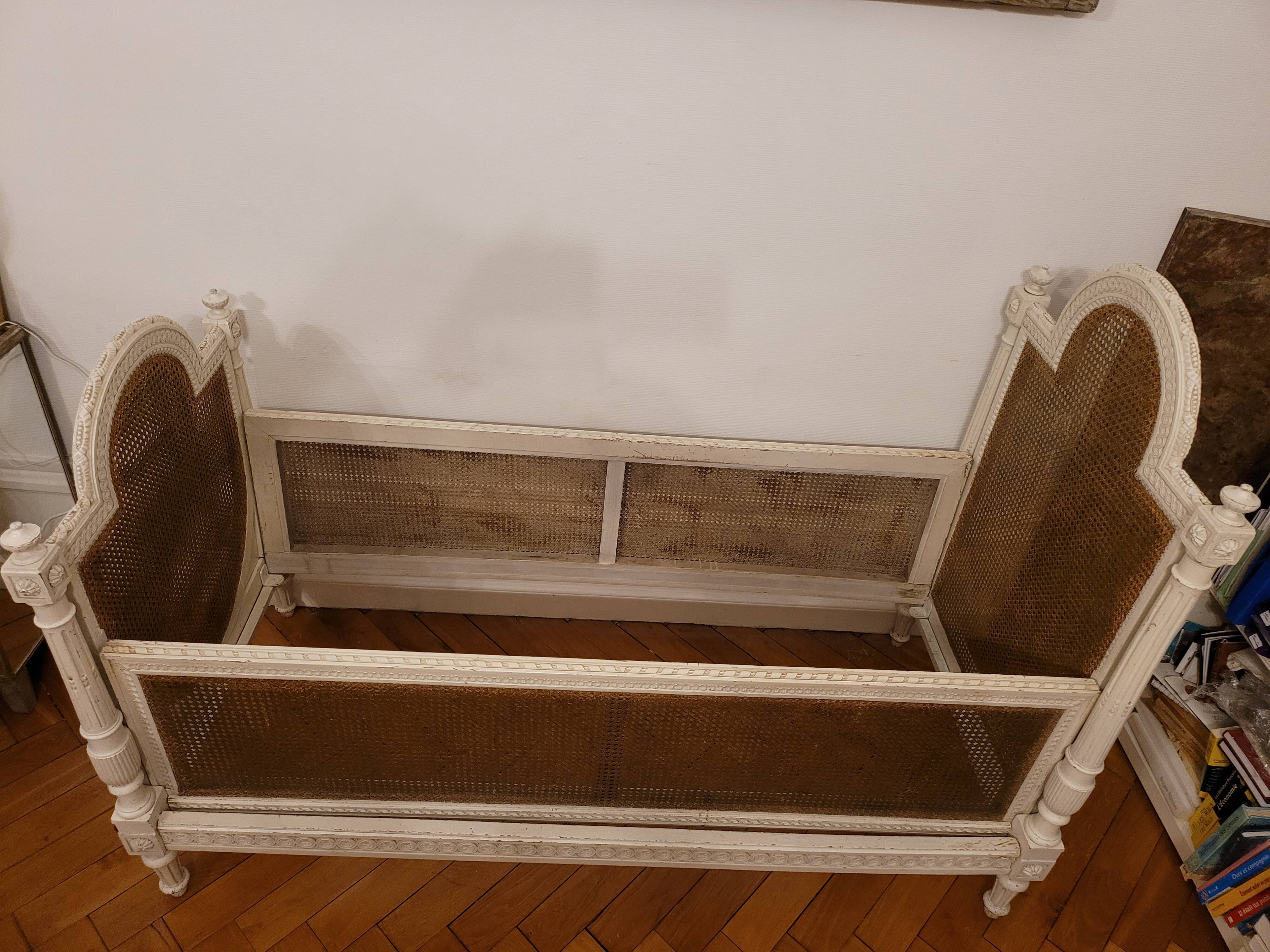 Old bed child wood painted canning NIII St. LXVI