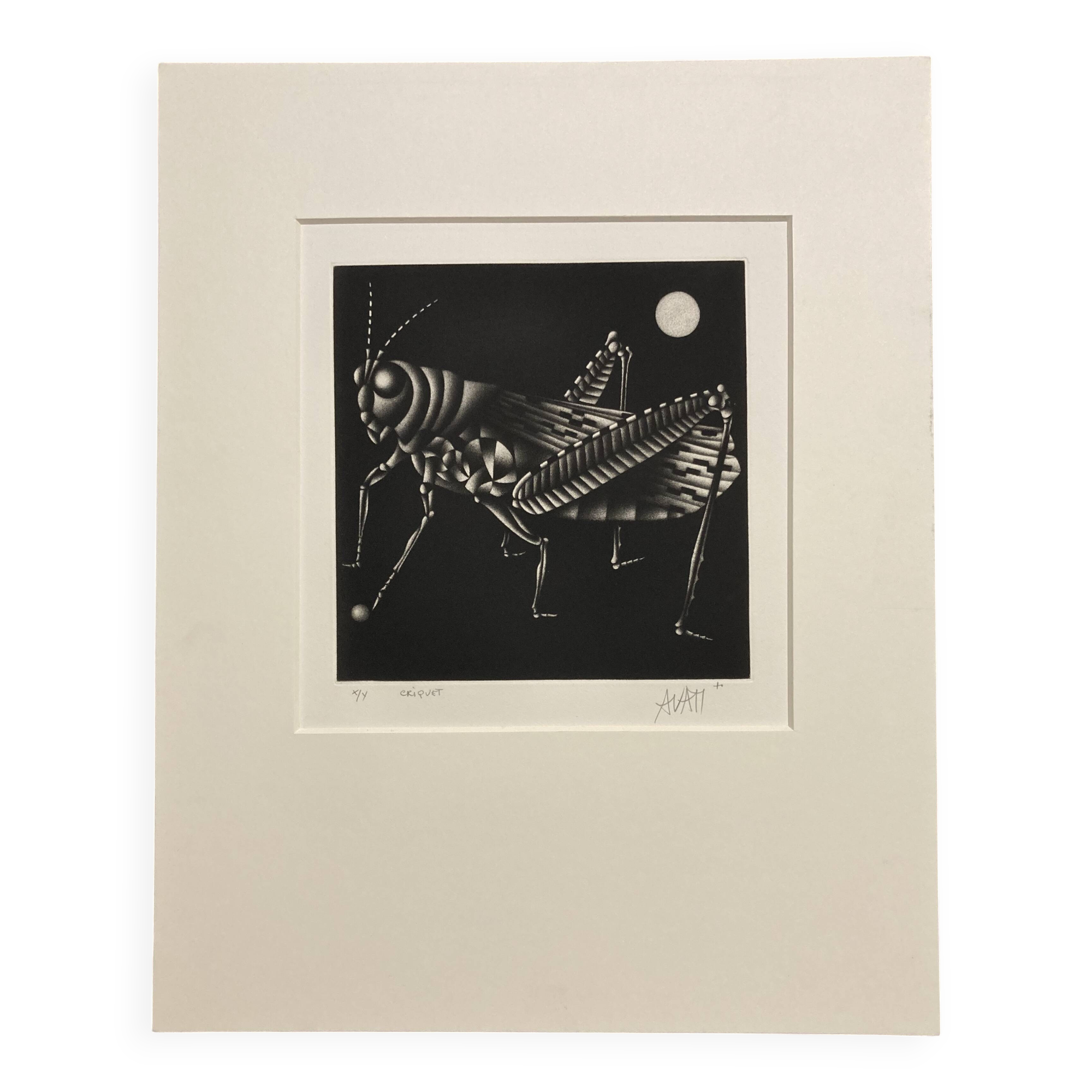 Mario avati (1921-2009), cricket, black manner, 1970