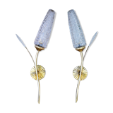 Vintage brass sconces and moulded glass wheat spikes