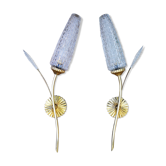 Vintage brass sconces and moulded glass wheat spikes
