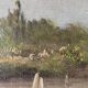 Hst painting "landscape with young fisherman" by lucien henry (1850-1896)