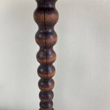 Signed turned wooden tripod stool