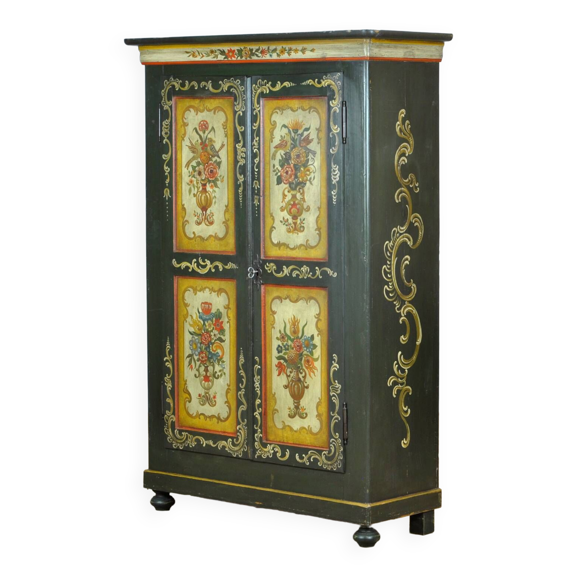 Antique German Hand Painted Cabinet, Circa 1850
