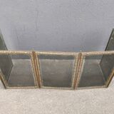Antique fireplace screen in copper and brass from the 19th century.