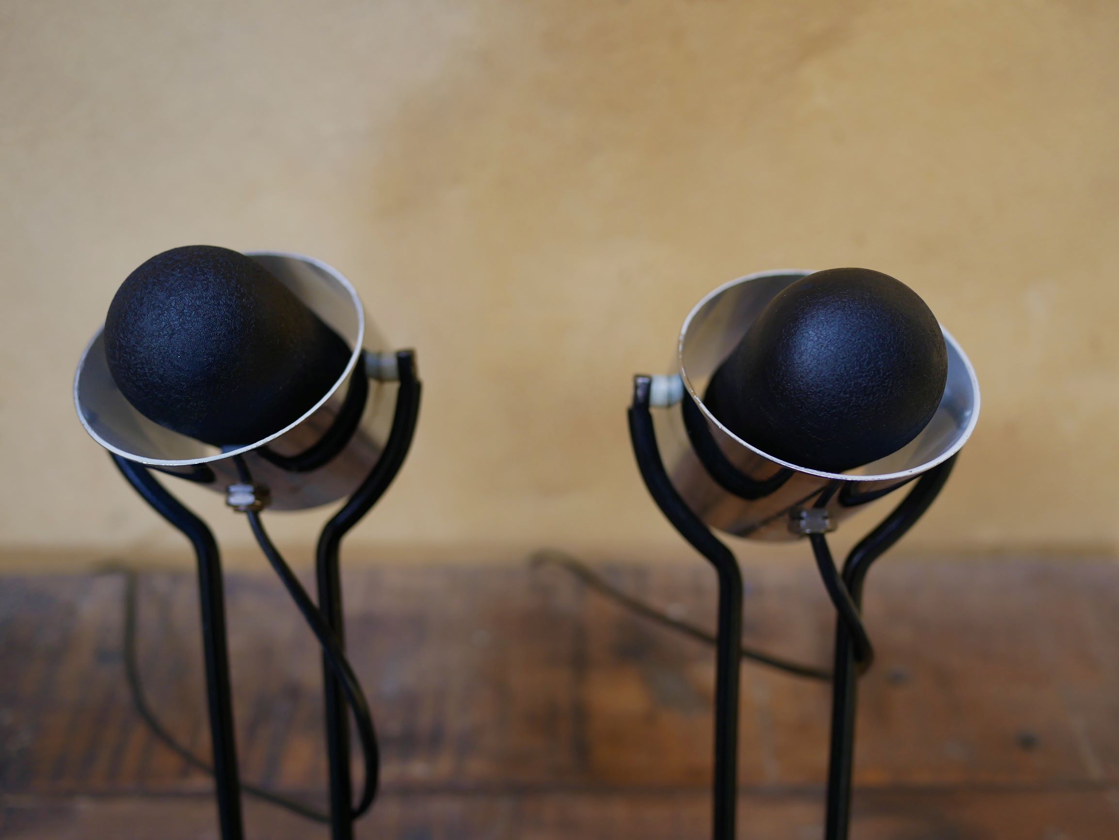 Pair of vintage chrome metal lamps