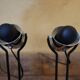 Pair of vintage chrome metal lamps