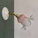 Vintage pink and clear glass tulip wall light.