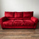 Vintage 3 Seat Red Velour Sofa, Ikea 1990s