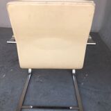 Fauteuil bureau en cuir blanc marqué Sitag