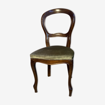 Louis Philippe armchair with green velvet seat