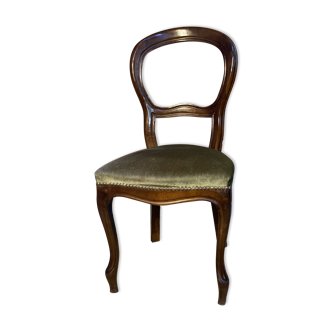 Louis Philippe armchair with green velvet seat