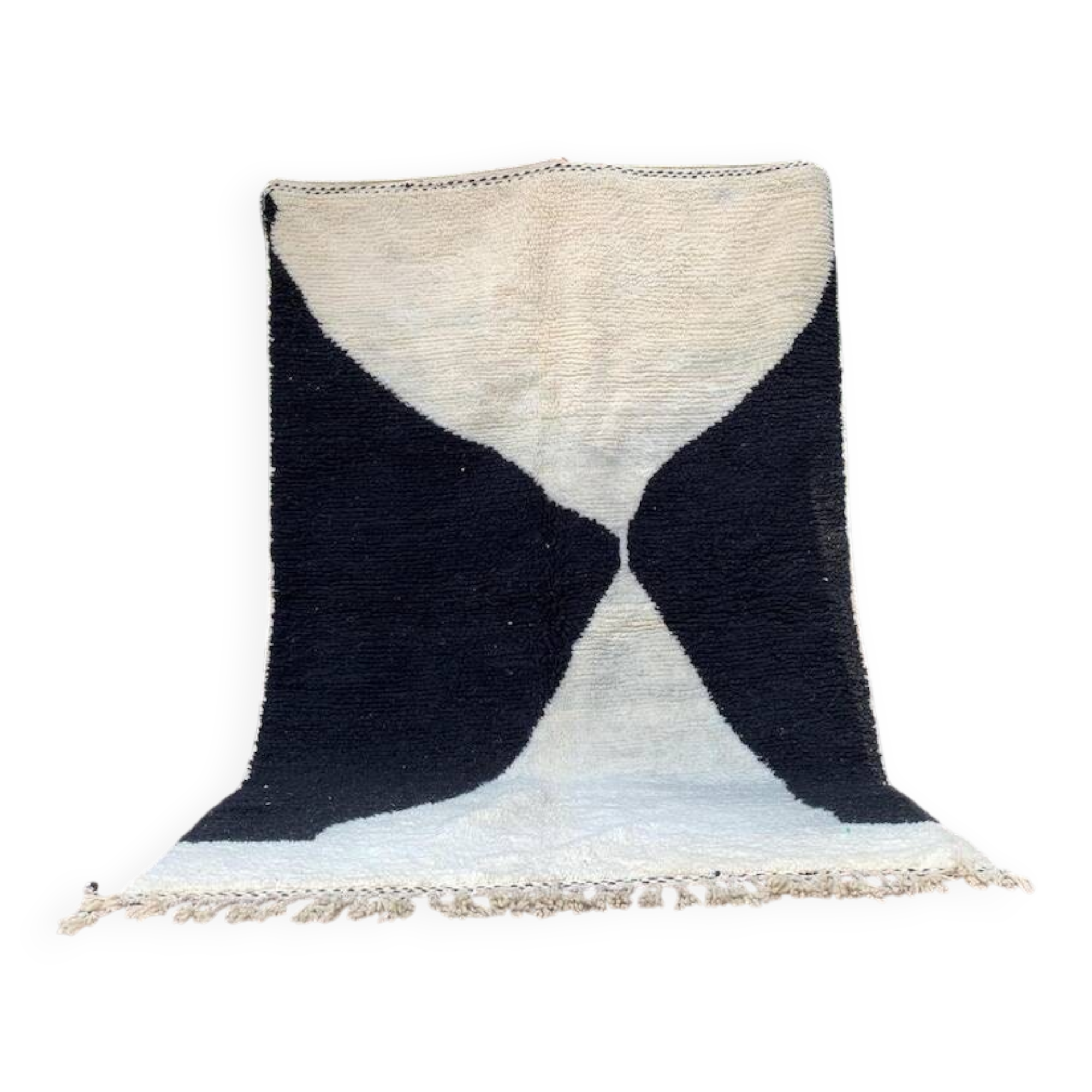 Handmade Moroccan rug white-black 200cm x 300cm