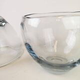 Modern set of 2 crystal bowls by Asta Strömberg, Sweden, 1950s.