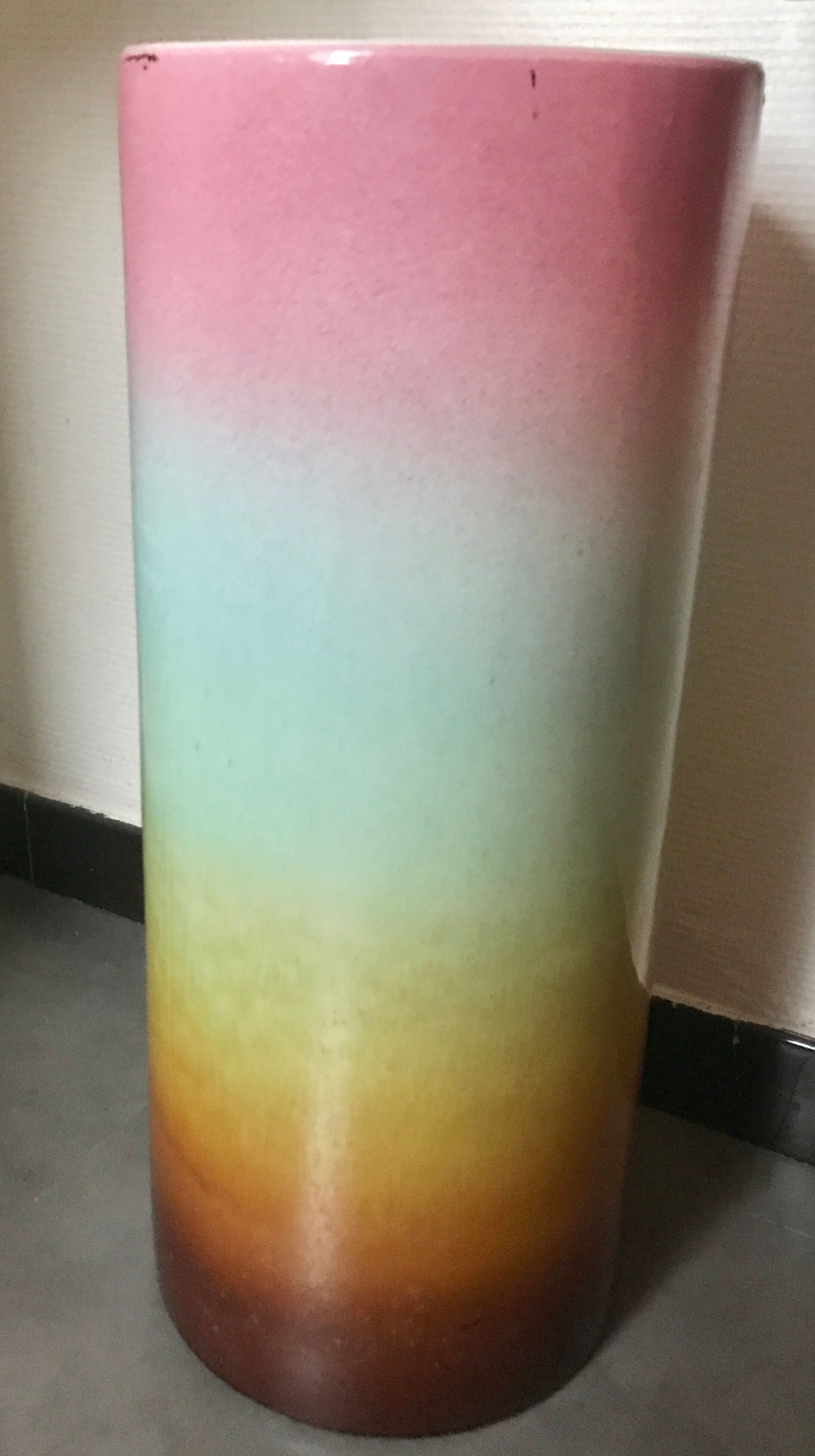 Umbrella door large vase in multicolor earthenware