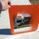 Vintage orange glass mirror