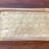 Vintage mother-of-pearl and rattan tray
