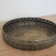 Round metal plate in patinated gold with an openwork border – D30 cm